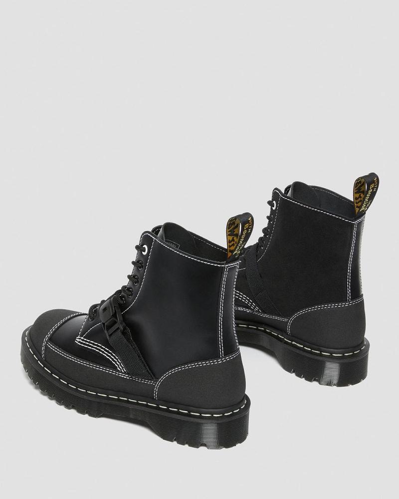 Men's Dr Martens 1460 Tech Made in England Leather Lace Up Boots Black | AU 538XYU